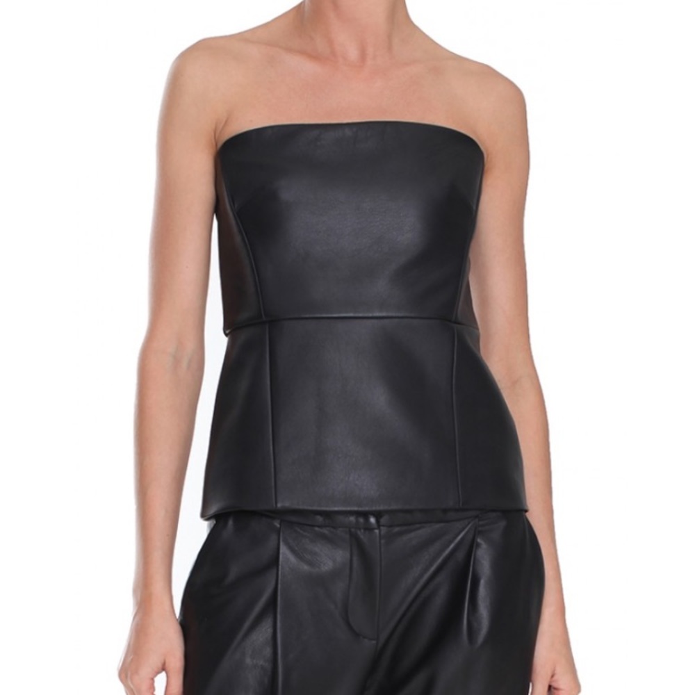 Tibi Leather Strapless Bustier